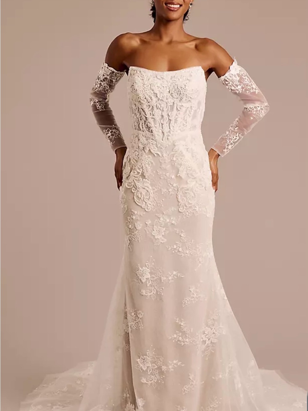 david's bridal ivory wedding dress | Dresses | Davids Bridal Lace Beaded PS260826